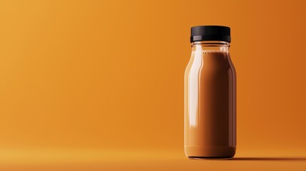 Latte in Clear Bottle on Warm Background