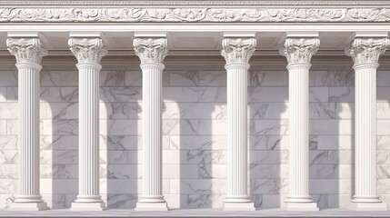 Naklejka premium The Majestic Entrance of the Neoclassical Academy in Athens: A Timeless Display of White Marble Pillars and Classical Symmetry in Greece’s Architectural Heritage