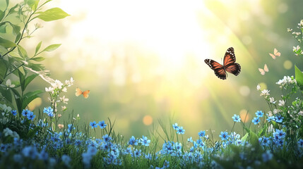 Butterflies in a Sunlit Meadow