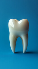 Realistic Model of a Human Tooth on Blue Background