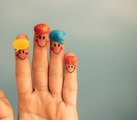 Happy Fingers Talking and Smiling - Teamwork Illustration