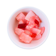 Rouge radish is a type of radish with red pigment, which is used in Chinese restaurants to make appetizers.
