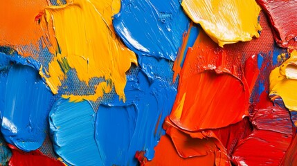 Vibrant Abstract Paint Strokes in Primary Colors
