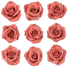 Obraz premium Elegant collection of peach roses arranged in a harmonious pattern, perfect for romantic themes and floral design.