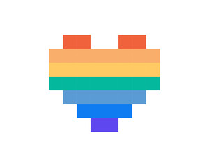 pixel heart in rainbow color