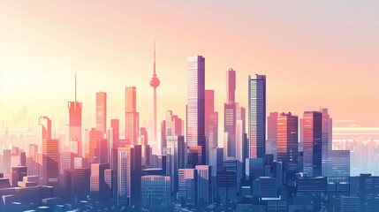 Fototapeta premium city skyline with modern skyscrapers