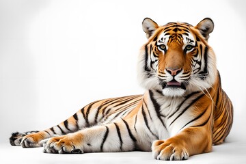 Naklejka premium Bengal tiger on white background, AI Generated