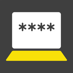 Laptop with password notification and lock icon