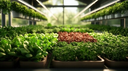 Indoor Sustainable Farming Setup with Fresh Vegetables