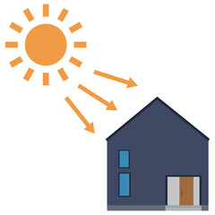ソーラーパネルを使った太陽光発電システムのイラスト