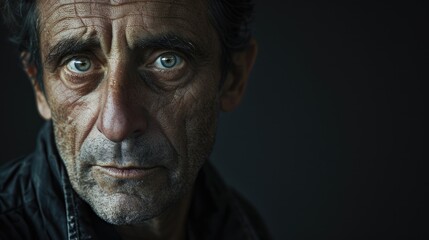 Fototapeta premium A close-up shot of a man wearing a leather jacket, focused on the texture and detail