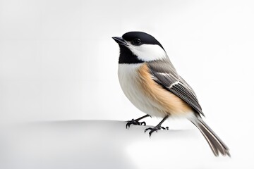 Black capped chickadee on white background, AI Generated