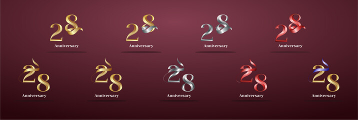 Fototapeta premium Luxury Logo 28th, 28th Elegant years happy anniversary, Creative design template for celebration, birthday, greeting and invitation. Gold color