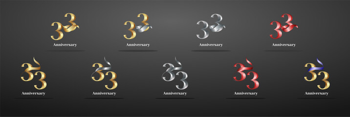 Luxury Logo 33th, 33th Elegant years happy anniversary, Creative design template for celebration, birthday, greeting and invitation. Gold color