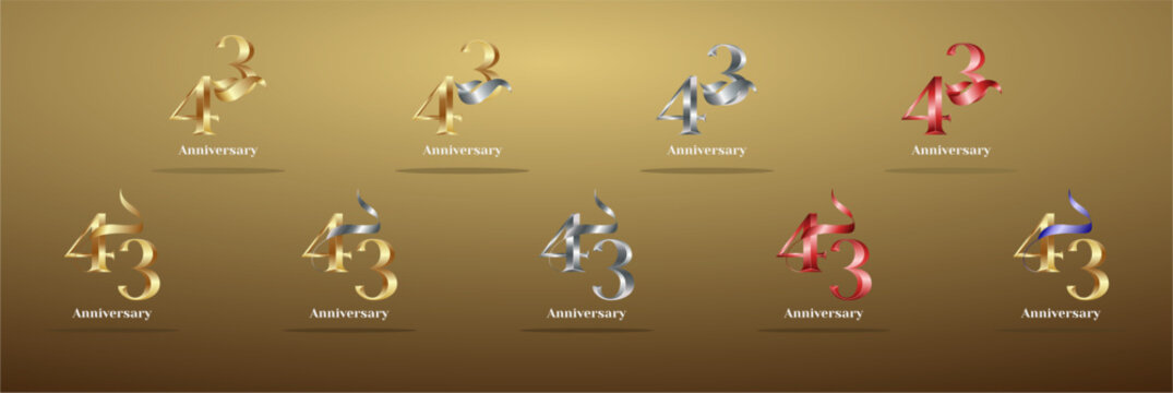 Luxury Logo 43th, 43th Elegant years happy anniversary, Creative design template for celebration, birthday, greeting and invitation. Gold color