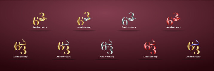 Luxury Logo 63th, 63th Elegant years happy anniversary, Creative design template for celebration, birthday, greeting and invitation. Gold color © ahmadfaiz
