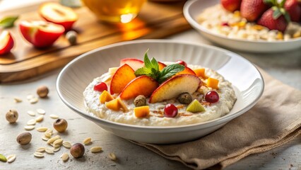 Low Light Photography of Creamy Porridge on White Table for Cozy Breakfast Inspiration