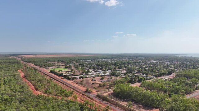 Aerial footage of Weipa Queensland Australia