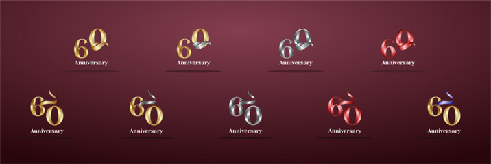 Luxury Logo 60th, 60th Elegant years happy anniversary, Creative design template for celebration, birthday, greeting and invitation. Gold color