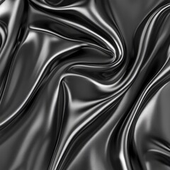 Fototapeta premium A close-up view of smooth, flowing black fabric showcasing elegant curves and reflections of light.