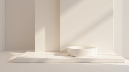 Elegant Minimalist Display with Soft Light and Shadows