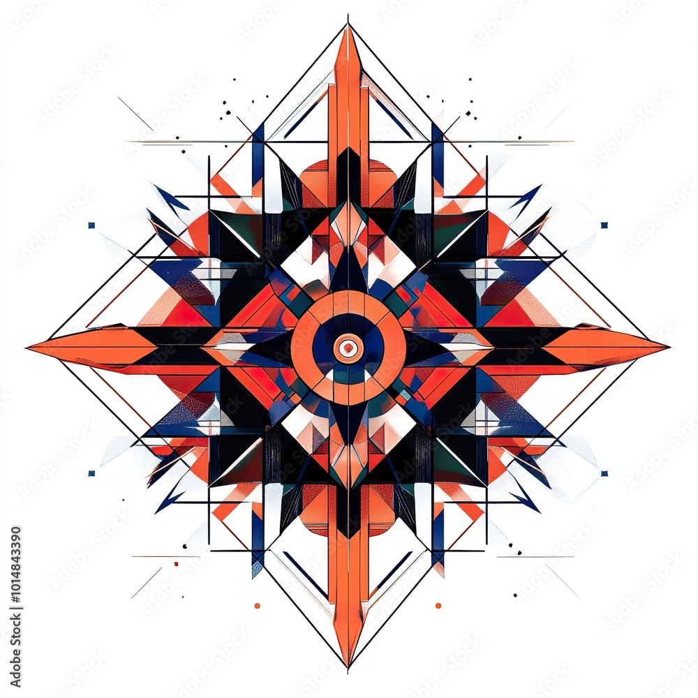 Sticker vibrant geometric design featuring intricate patterns and bold colors. perfect for modern art and gr