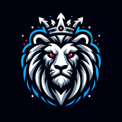 A lion with a crown on its head