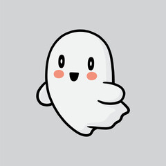 A cheerful cartoon ghost character with a smiling face