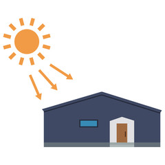 ソーラーパネルを使った太陽光発電システムのイラスト