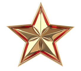 Shiny Three-Dimensional Golden Star with Red Accents Design