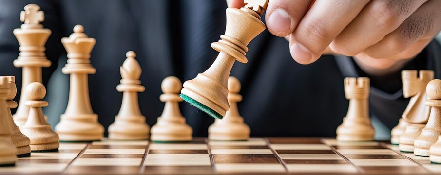 A chessboard with one player making a highstakes move, symbolizing strategic risktaking that leads to future growth