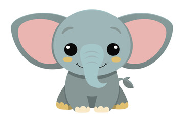 Cute baby elephant cartoon vector