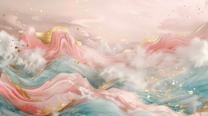 Obraz premium Pink and blue mountain curve illustration poster background