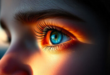 Fototapeta premium a close-up of a woman's eye with a cinematic look.