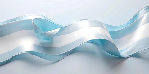 3d waving abstract rolled ribbon white and blue