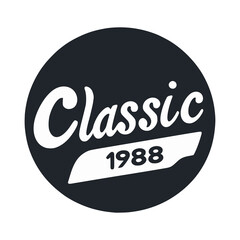 classic 1988 circle emblem badge sticker vector illustration template design
