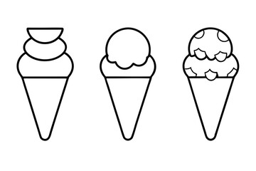 Ice cream cone icon set, Ice cream outline vector illustration
