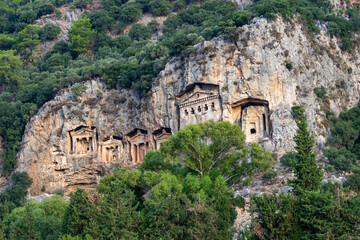 Kings Tombs in the Cliff Face Kaunos Dalyan, Turkey.