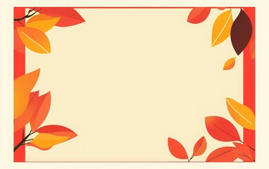A rectangle of cream-colored paper with an autumn-themed border, featuring leaves in shades of orange and yellow. happy thanksgiving day