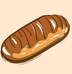 illustration of bread with chocolate.
Hand drawn bread and bakery vector illustration.