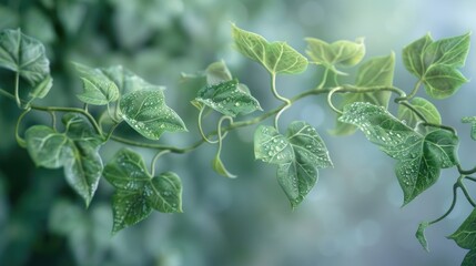 A close-up shot of a plant leaf with water droplets glistening in the light, suitable for use in still life or scientific illustrations