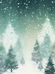 Obraz premium illustration white christmas tree on green ground, christmas background, invitation, christmas card