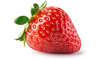 a fresh strawberry isolated on white background --ar 5:3 --stylize