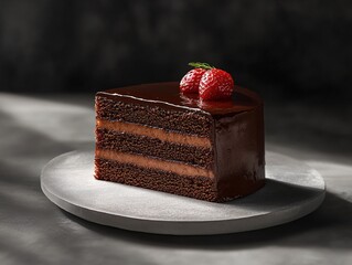 chocolate cake with fresh strawberry, studio product shoot, macro photography