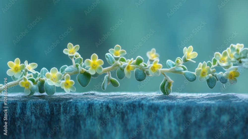 Sticker Delicate Branch of Flowers on Stone