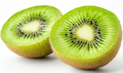 sliced kiwi fruits isolated on white background