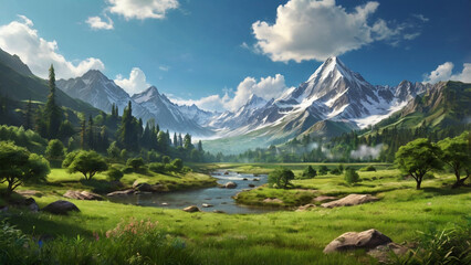 A river landscape with river water