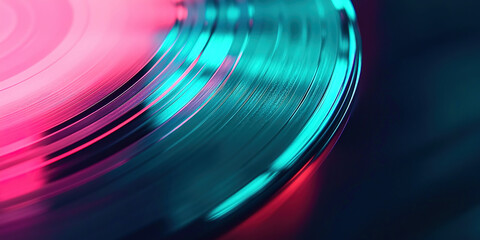 A record with a blue and pink swirl