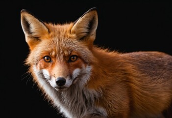 Obraz premium red fox portrait isolated on black background