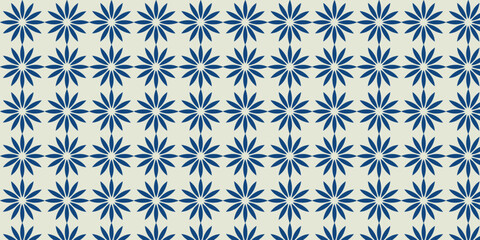Seamless and cool pattern with beautiful blue floral motif